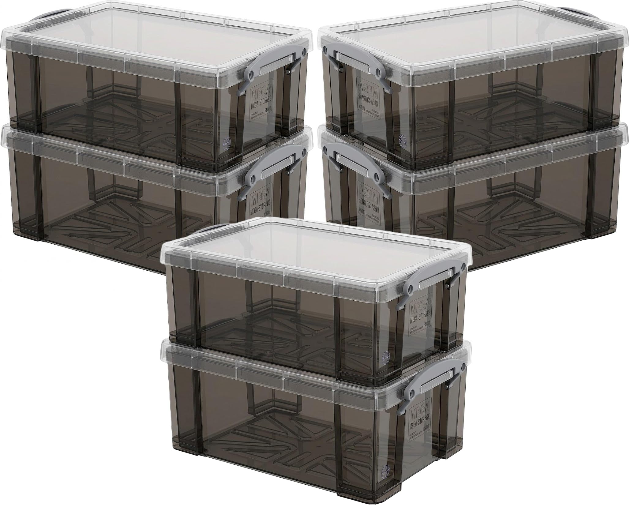 Pasha Traders Men's Transparent Smoke Really Useful Plastic Storage Box 9 Litre Pack Of 6
