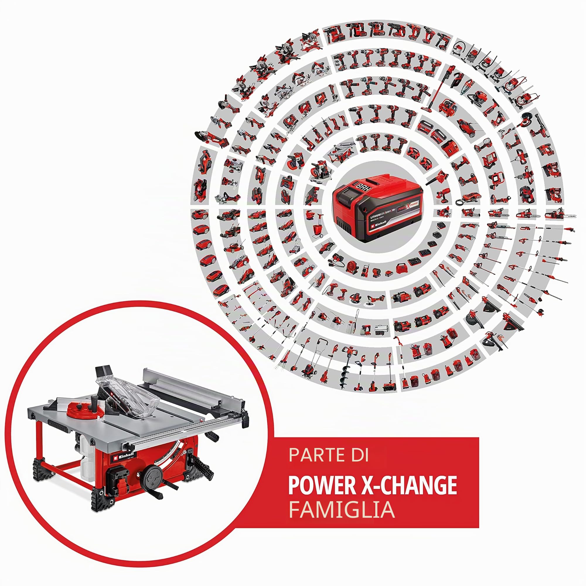 Einhell TE-TS 36/210 Li-Solo Sega circolare da banco a batteria Power X-Change (18V,giri al min. 3800, lama Ø210 x Ø30, taglio max 70 mm, guida angolare, senza batteria e caricabatteria)