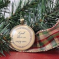 Vista 4 de Dickens Christmas Carol Adorno de Navidad Dios nos bendiga a cada uno Tiny Tim Cita