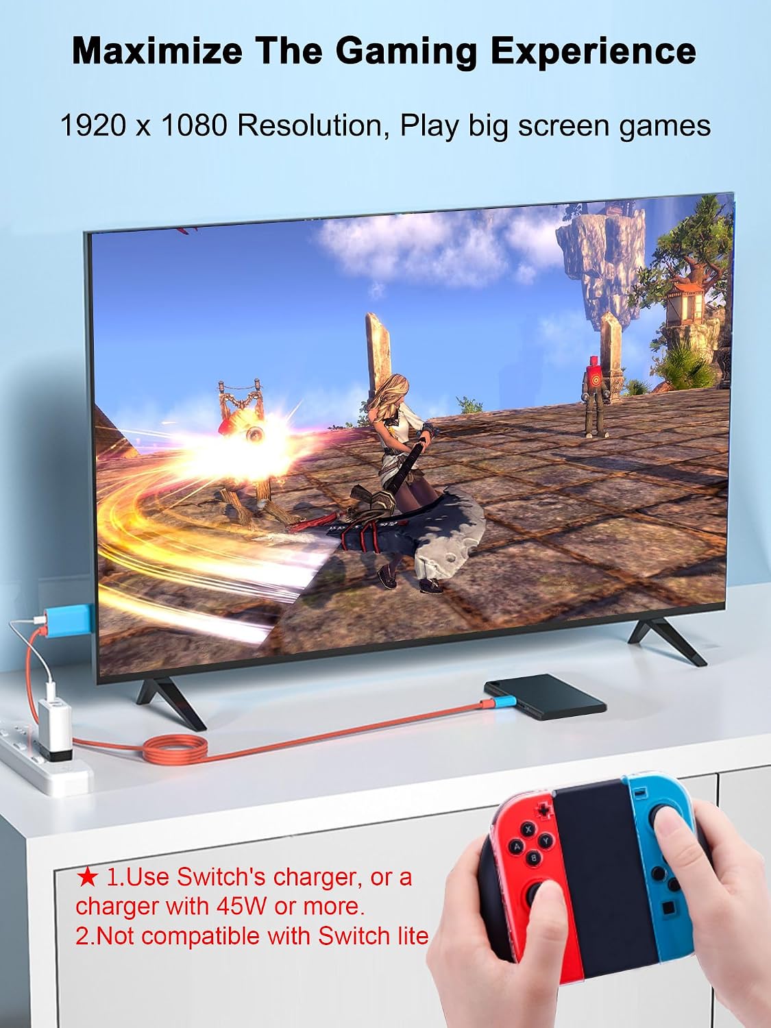 Dnkeaur Switch Dock for Nintendo Switch & OLED,USB C to HDMI Adapter Cable for Nintendo Switch Dock, Type-C to HDMI Conversion Cable Replaces The Original Switch Dock Station for TV Projection Screen