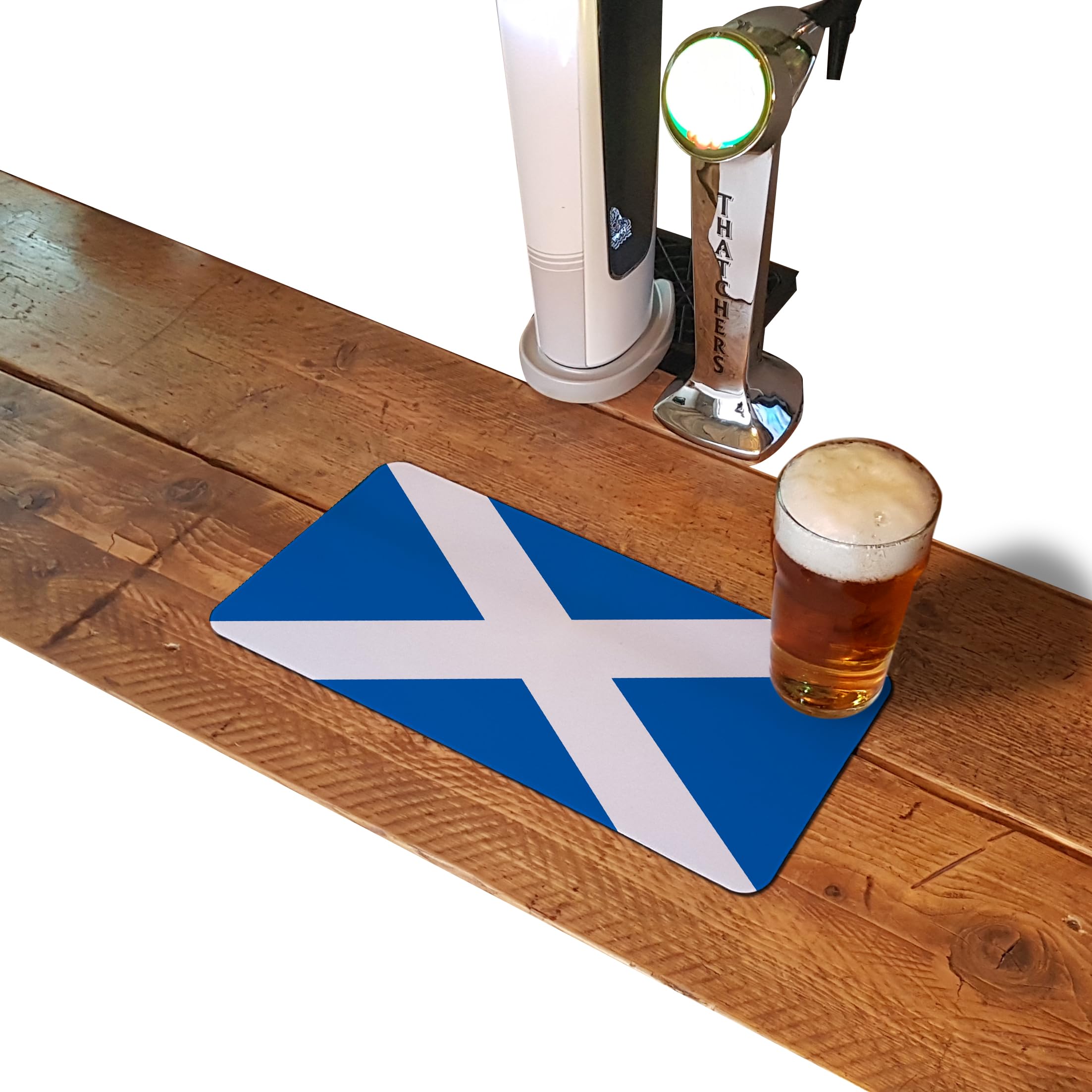 Bar Runner Mat for Home Pub Borderless Beer Rubber Mats, Cocktail Bar Gifts Accessories for Pubs Bars - Scottish Flag