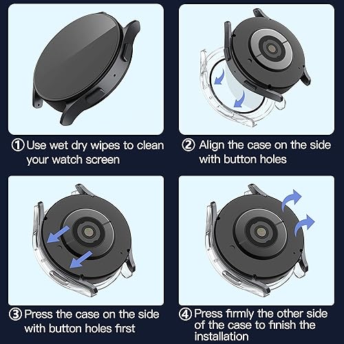 Miniatura 7 de Misxi Paquete de 2 fundas rígidas de policarbonato con protector de pantalla para Samsung Galaxy Watch 5 Galaxy Watch 4 de 1.732 in, funda ultrafina