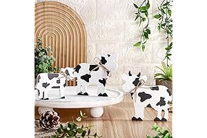 Redbaker 3 Pcs Cow Wooden Table Decor - The Perfect Mooove for Your Kitchen!