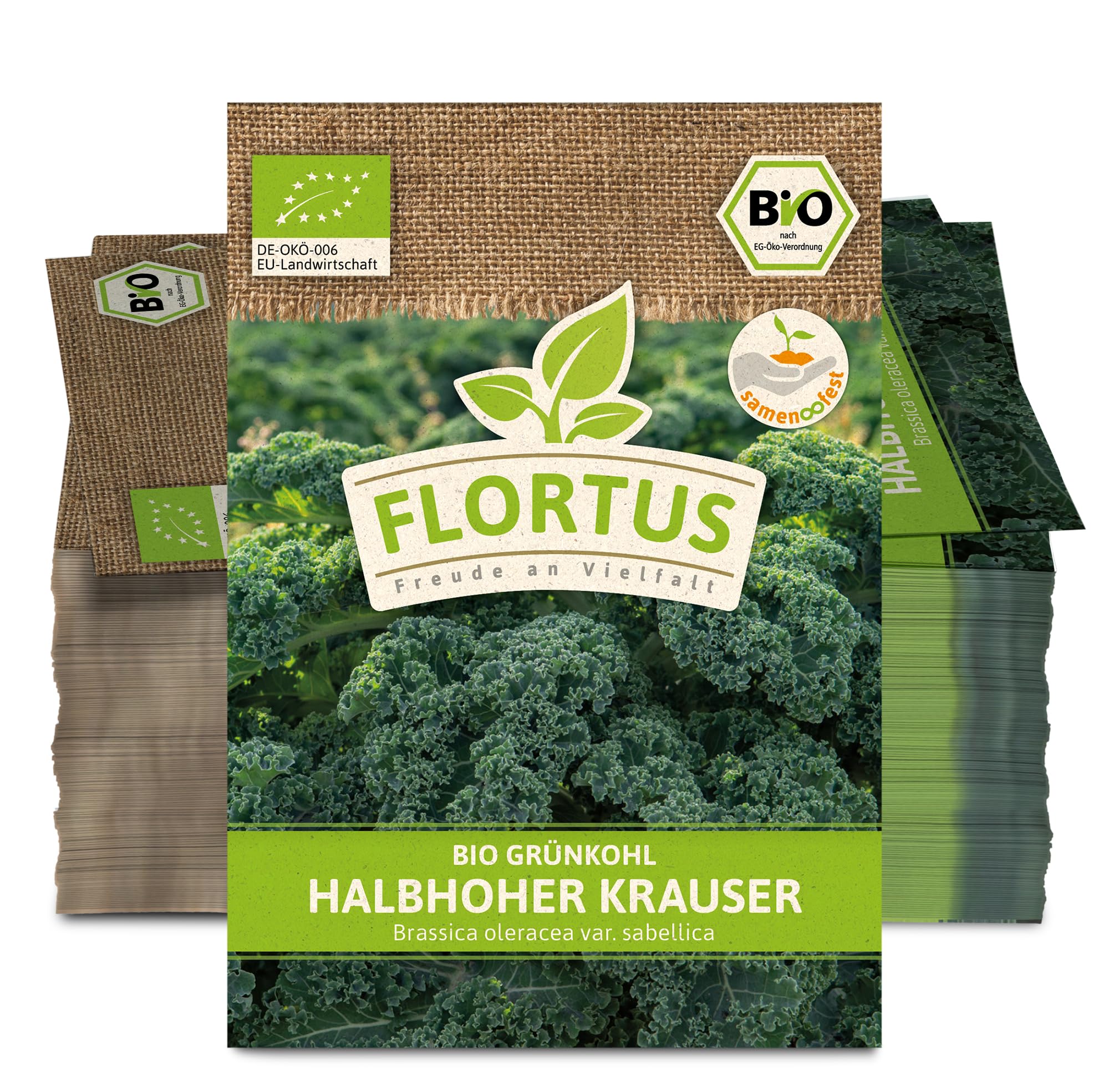 FLORTUS 2000-0522-100x Grünkohl Halbhoher Krauser (100 Stück) (BIO Kohlsamen)