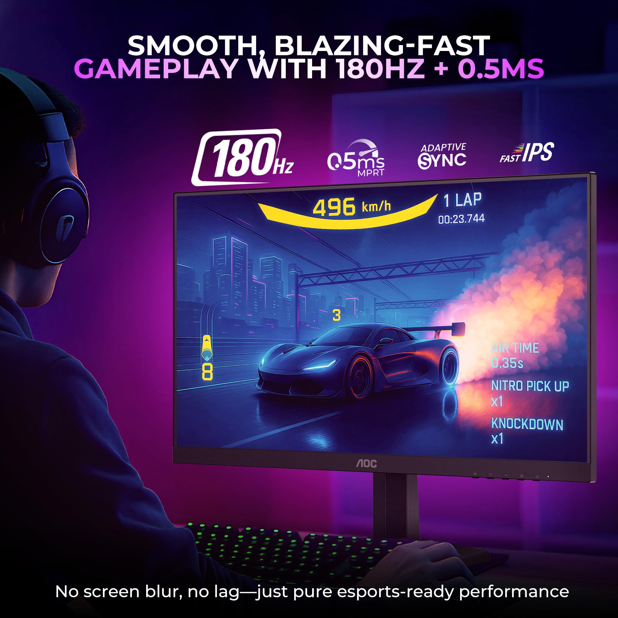 AOC 24G42E Gaming Monitor 24 inch FHD Fast IPS Gaming Monitor
