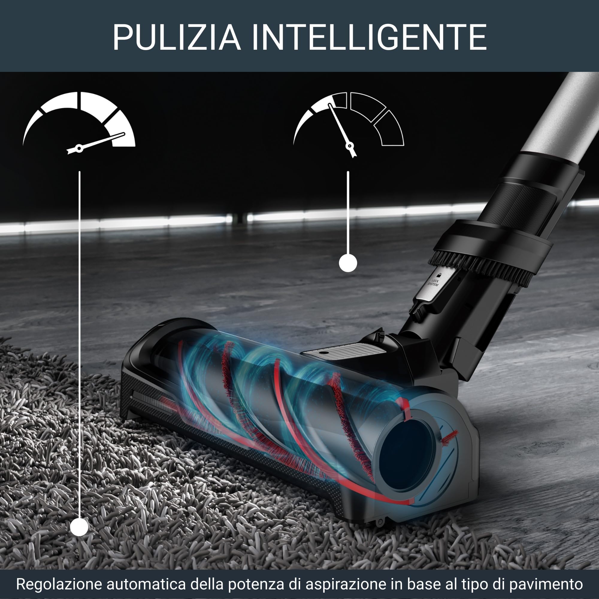 Rowenta X-Force Flex 12.60 Allergy, Aspirapolvere Senza Fili Potente con Regolazione Automatica della Potenza, Display, Stazione di Ricarica, Autonomia Fino a 45 Min, 150 AirWatt, RH98A0