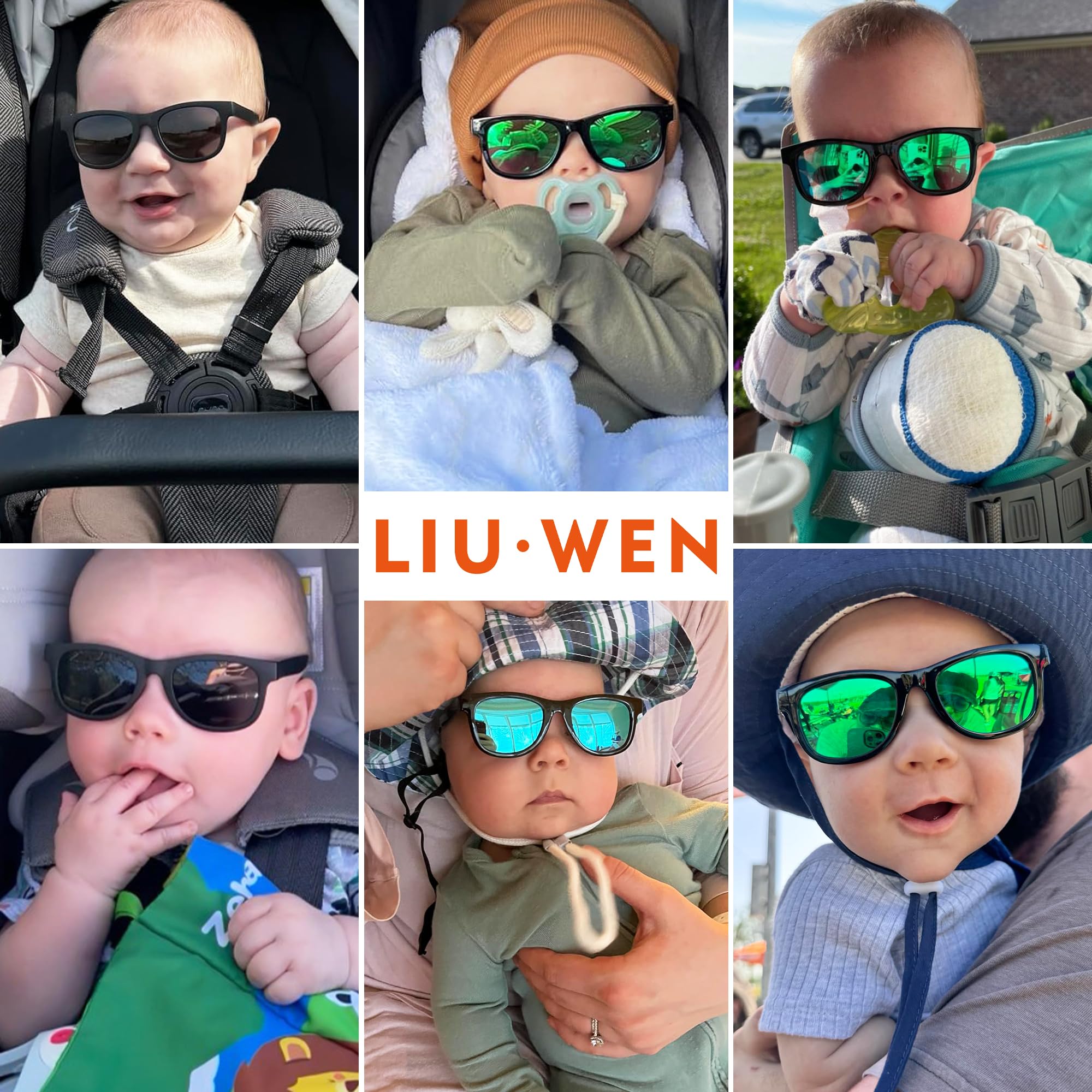 LIU·WEN Polarisierte Baby-Sonnenbrille mit Silikonband, biegbar, flexibel, für Säuglinge, Neugeborene, Alter 0–18 Monate