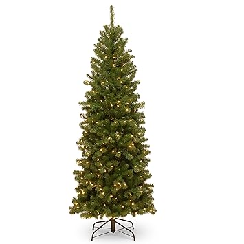 National Tree Company 6 Feet North Valley Spruce Pencil Slim Tree with 250 Clear Lights