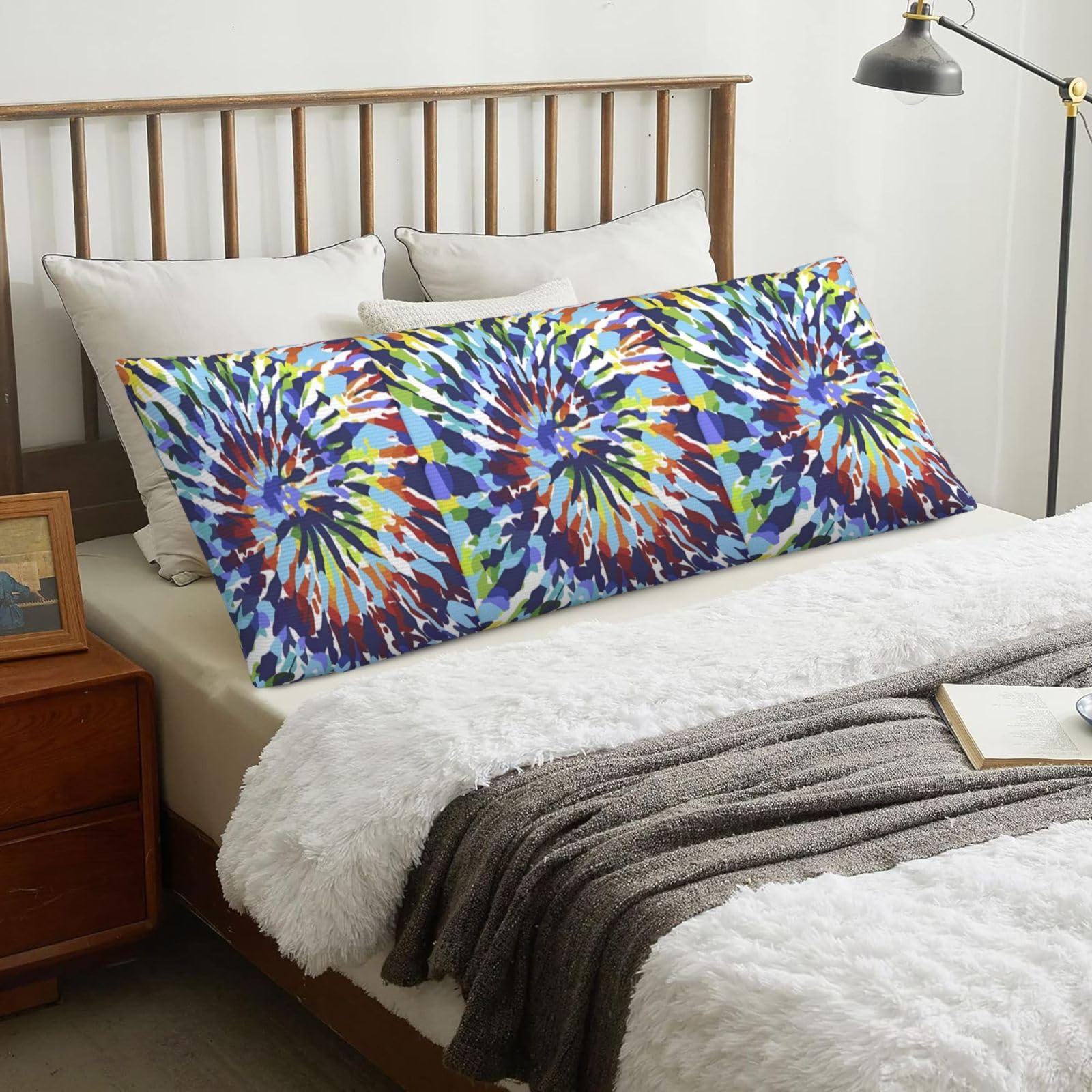 Trippy Tye Dye, Body Pillow Cover with Zipper,Long Body Pillowcase 20 x 60 in