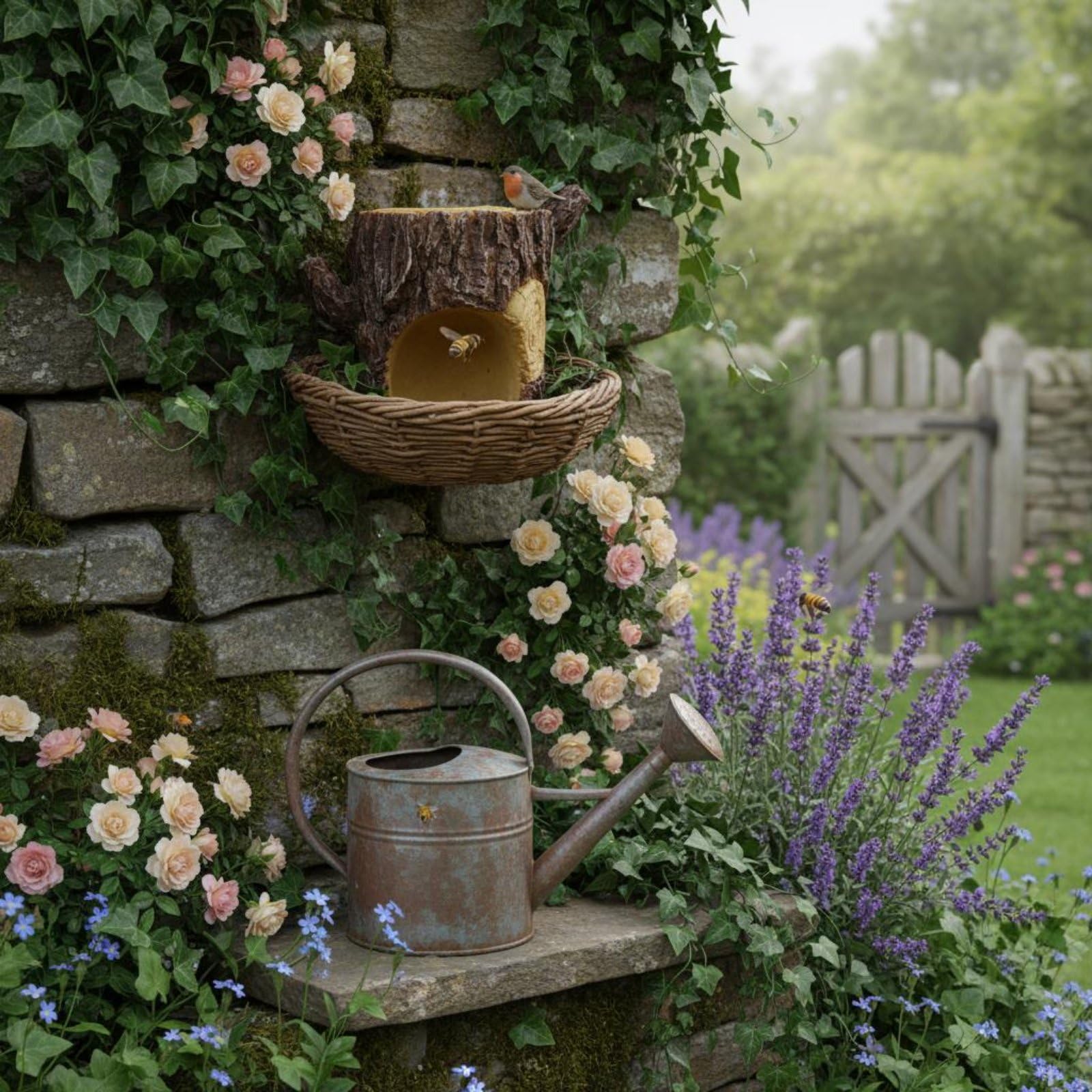 predolo Casa para Pájaros con Forma de Tronco Liviano Comedero Colgante de Resina Resistente a la Intemperie Pajarera Decorativa para Jardín, Balcón, Estilo B