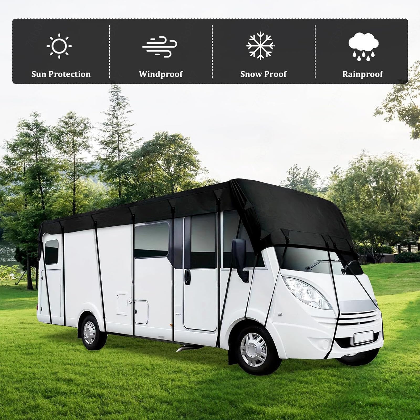 Funda Caravana Tela Oxford 210D Funda Autocaravana A Prueba De Viento, Lluvia Y Nieve Lona para Remolque Funda Autocaravana,Grey-6.5m×3m