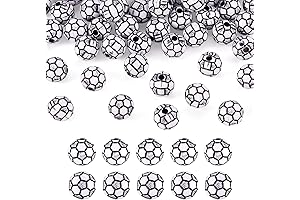 FASHEWELRY 100-piece White Soccer Ball Spacer Beads
