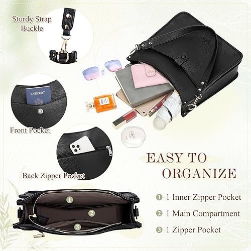 Miniatura 4 de RAVUO Hobo - Bolsos de hombro para mujer, bolsos cruzados de cuero vegano de moda y bolso de mano con 2 correas desmontables