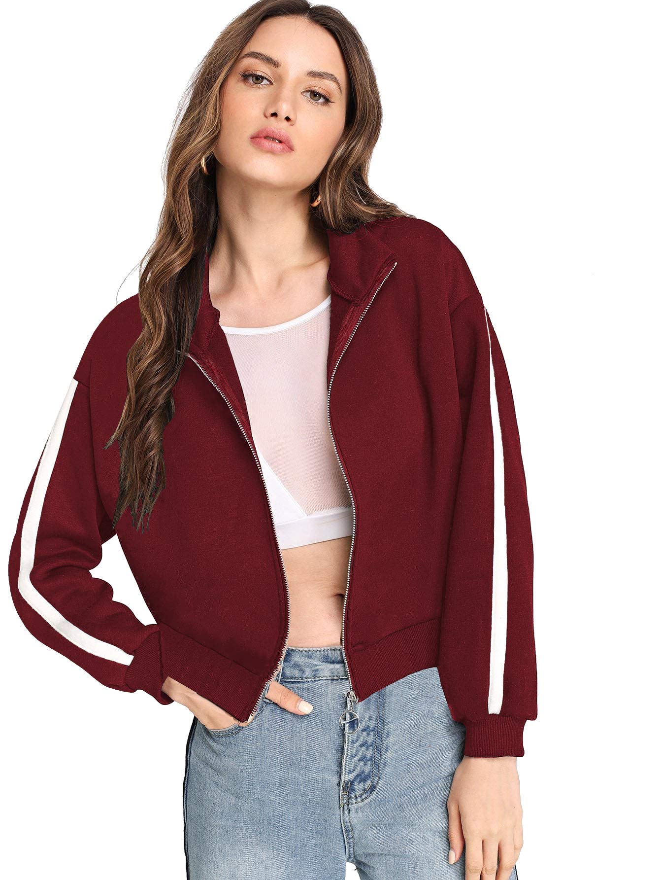 Fabricorn Sudadera elegante negra lisa para mujer (negro)
