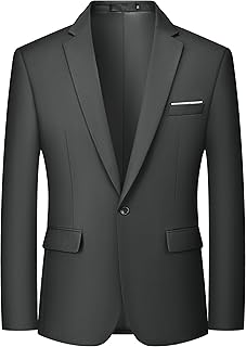 Men's One Button Blazer Casual Solid Color Suit Jacket Slim Fit Lightweight Sport Coats Blazers