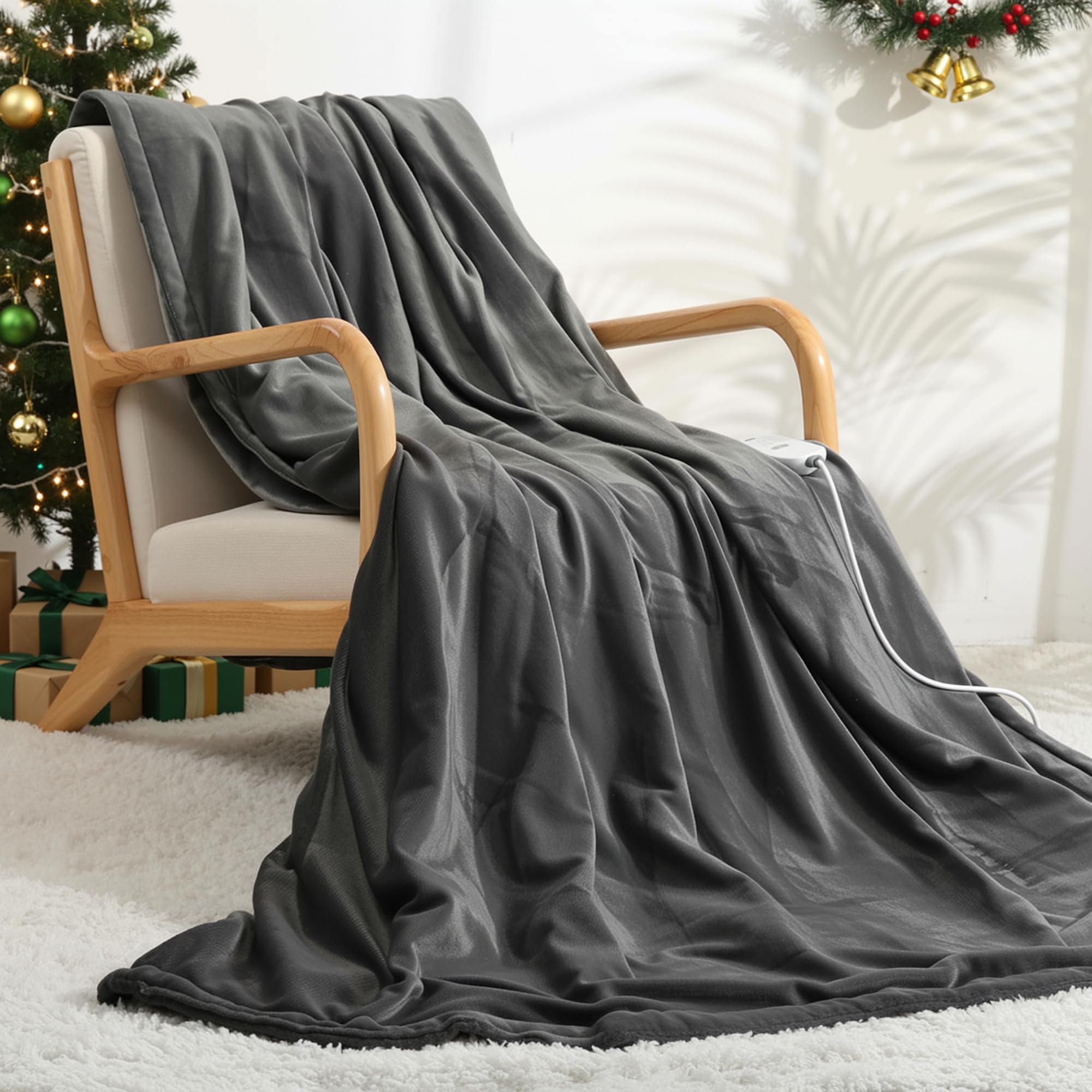 Couverture Électrique En Laine Douce Avec 4 Réglages De Chaleur Et