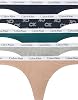 Calvin Klein Tanga de Algodón con Estiramiento y Logo de Carrusel, Paquete de 5 1