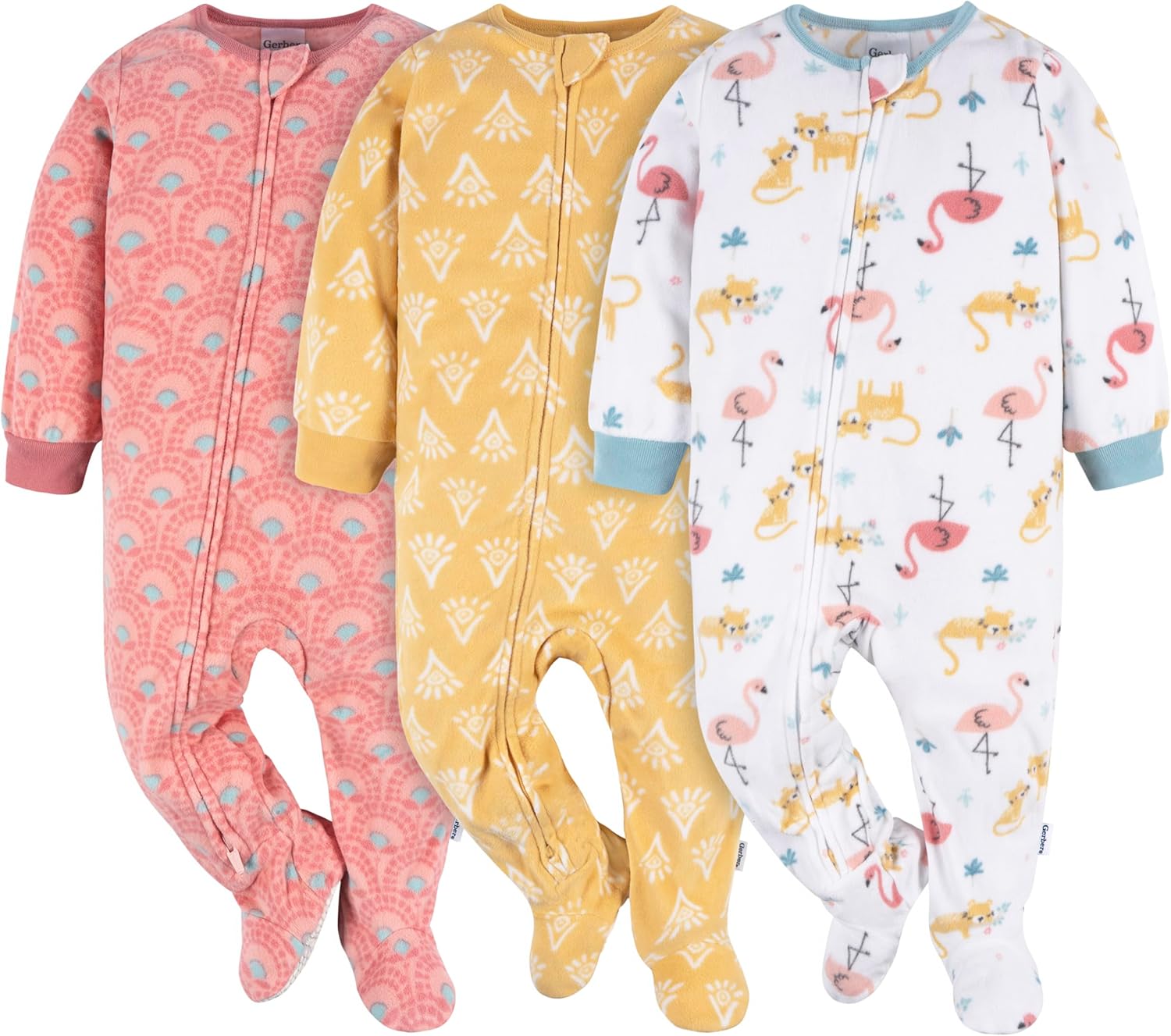 Gerber baby-girls Fleece Footed Pajamas 3-pack
