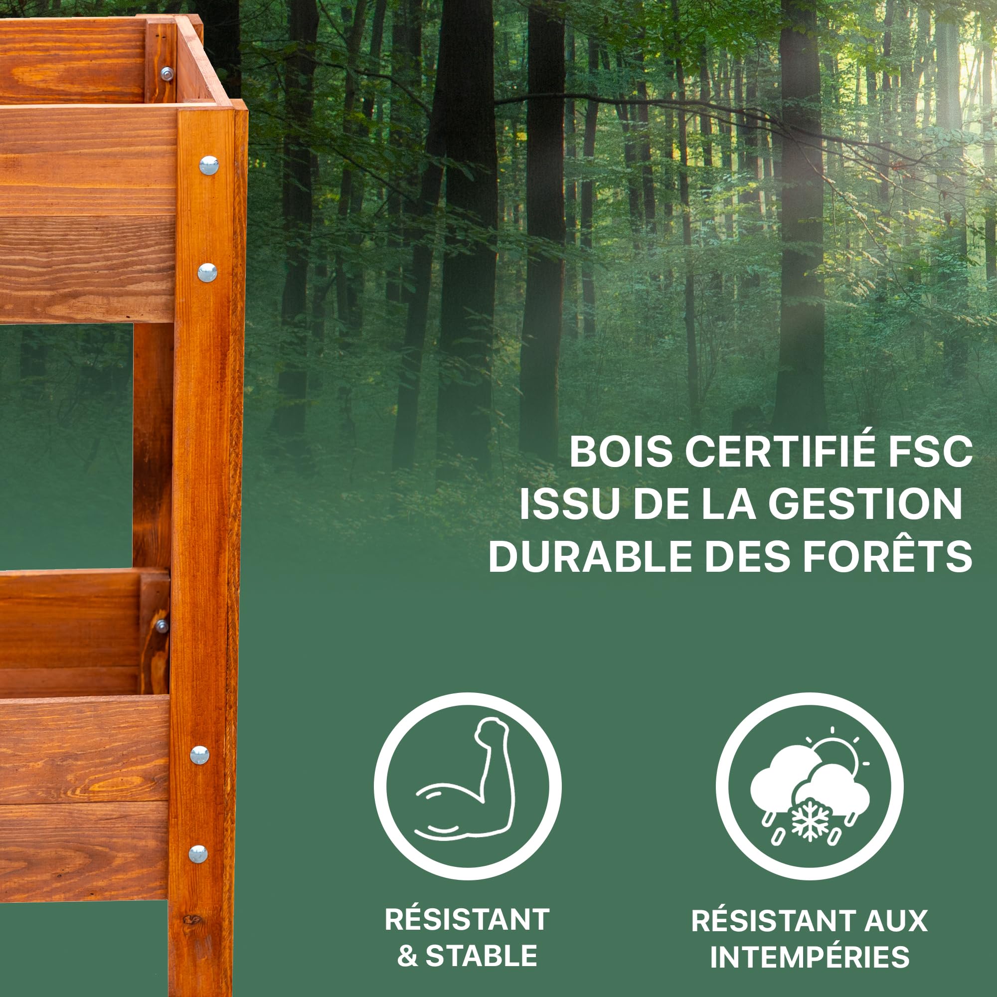 ITA Carré Potager surélevé en Bois - Mini Serre Châssis Incluse - 2 Jardinières sur Pied avec Feuille de Protection - pour Fleurs, légume, Herbes - Nature