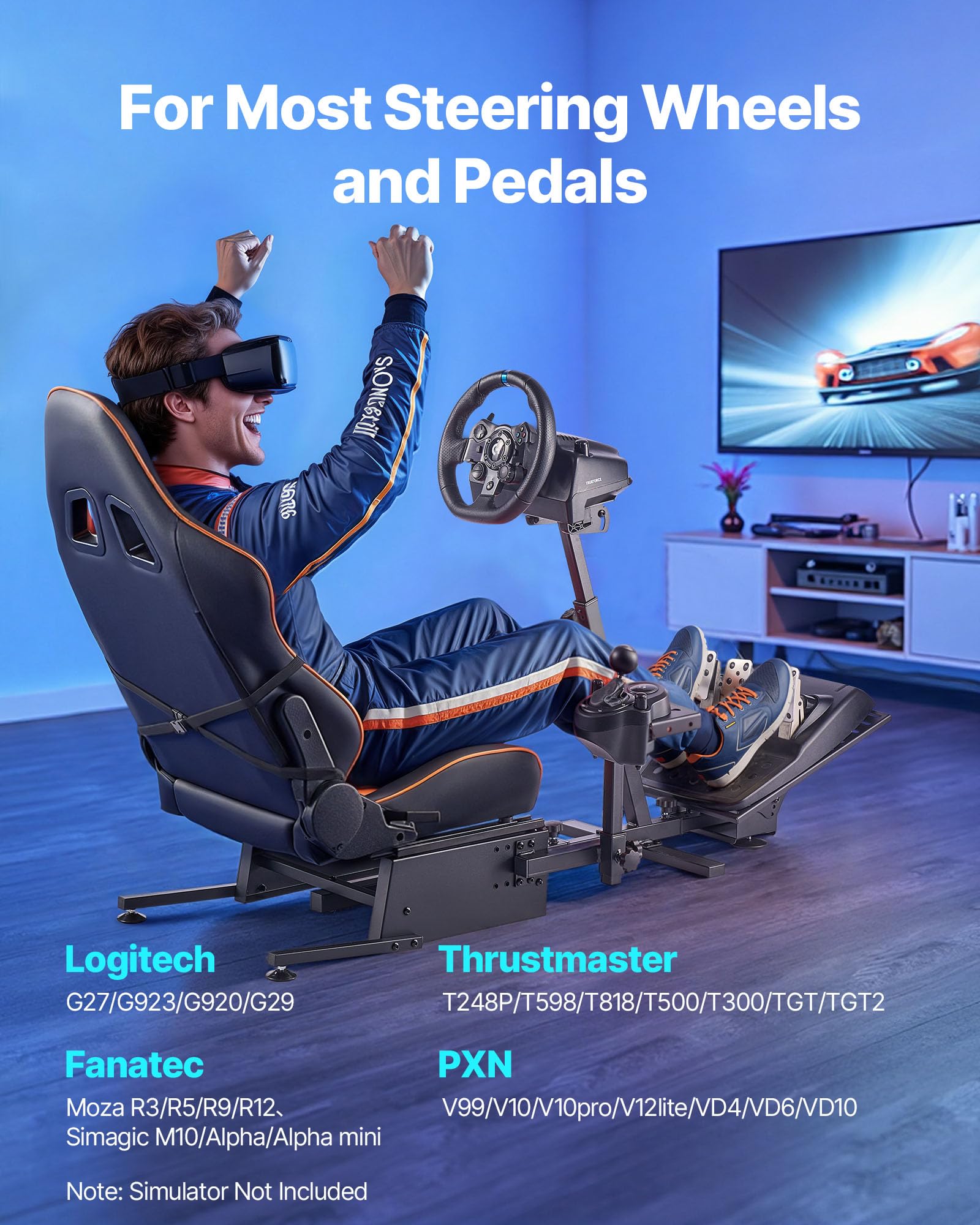 VEVOR Racing Steering Wheel Stand Simulator Cockpit Fits Logitech G25 G27 - Dettaglio
