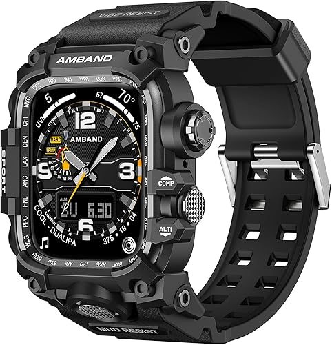 amBand M3 - Funda resistente con correa diseñada para Apple Watch Series 987 de 1.772 pulgadas, protector militar resistente a prueba de golpes,