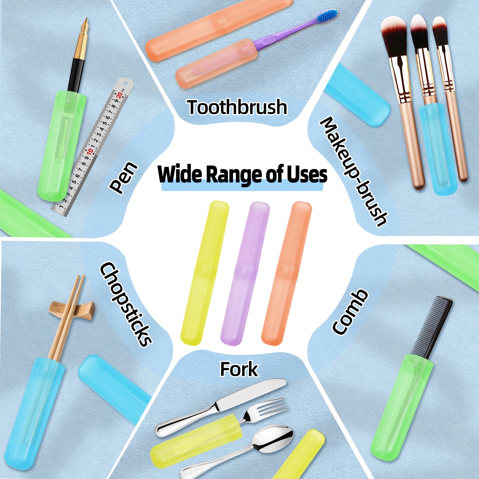 Lot de 21 porte-brosses à dents de voyage en plastique respirant et portable pour voyage, maison, camping, école, entreprise (7 couleurs)