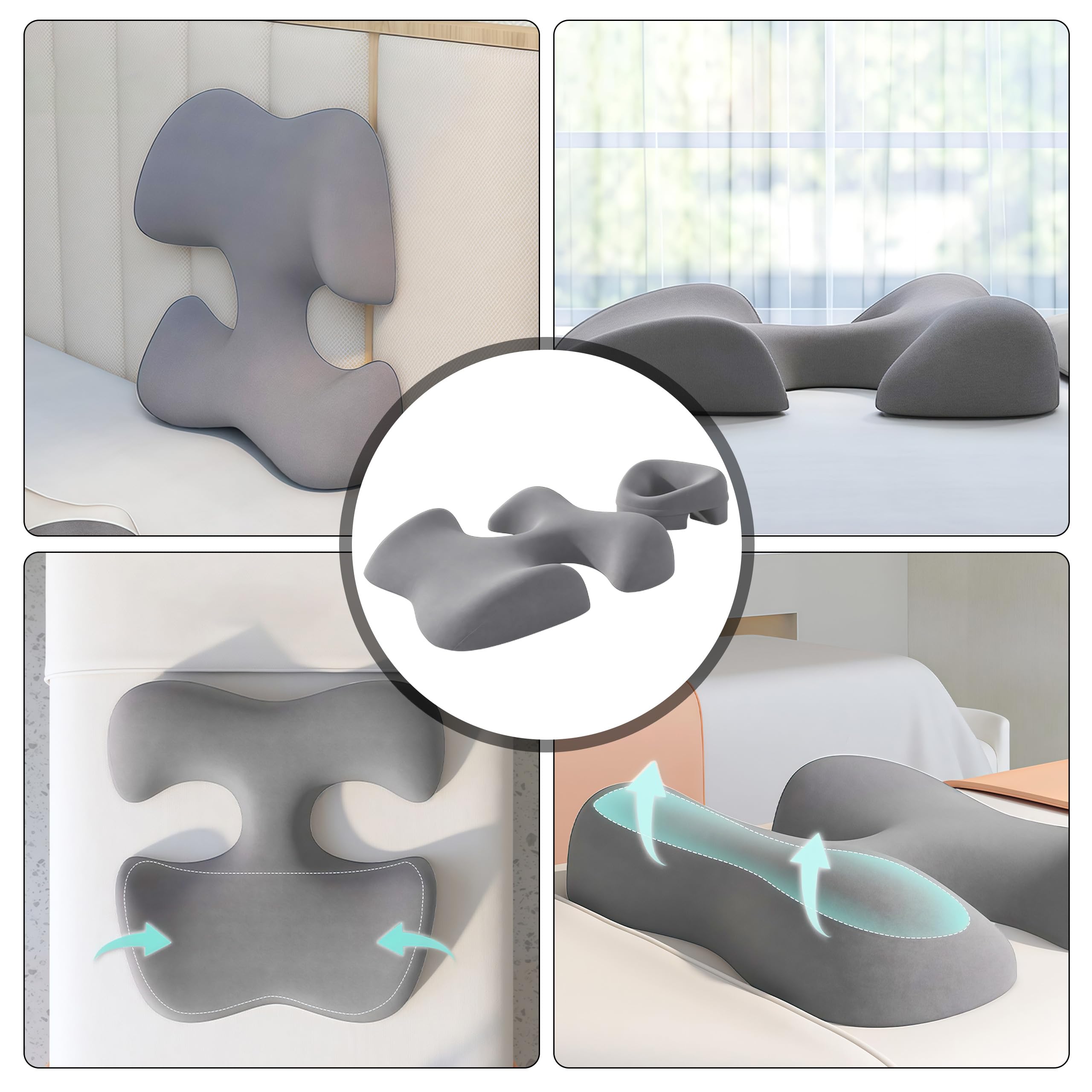 Massage Brustkissen und Gesichtskissen Set, Massagekissen Kopf Loch, Weich und Bequem Massage Kopfstütze Bruststütze Bauch Stützkissen für Bett, Spa Salon, Zuhause, Schlafzimmer（Grau）