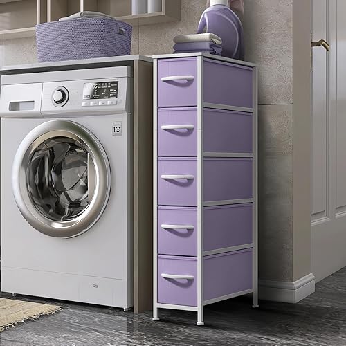 Miniatura 58 de Sorbus Torre estrecha con 4 cajones – Almacenamiento vertical para dormitorio, baño, lavandería, armarios y más, marco de acero, parte superior de