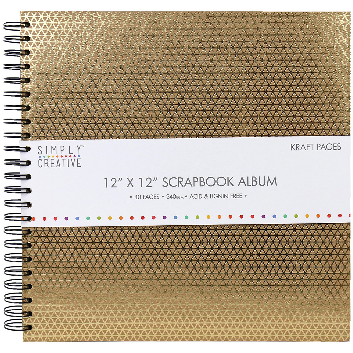 Trimcraft Scrapbook Album 12"X12" Gold Geometric Foiled