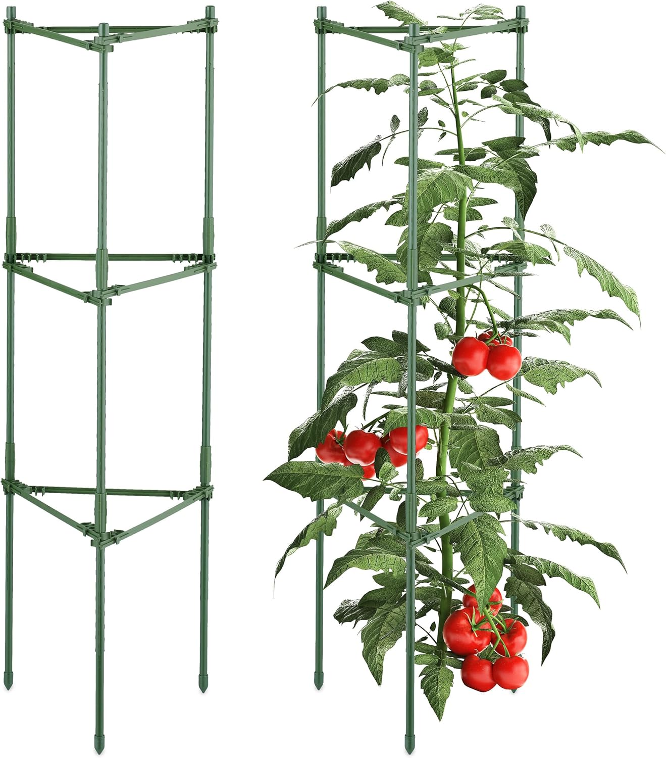 Relaxdays 2X Garden Trellis, Metal & Plastic, HWD: 92 x 28 x 25 cm, Growing Support Tomatoes & Climbing Plants, Green