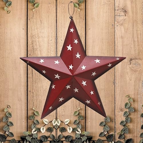 Miniatura 3 de Decoración patriótica de pared de estrella de granero de metal, 12 pulgadas, bandera de Estados Unidos, adorno de estrellas de metal para interiores