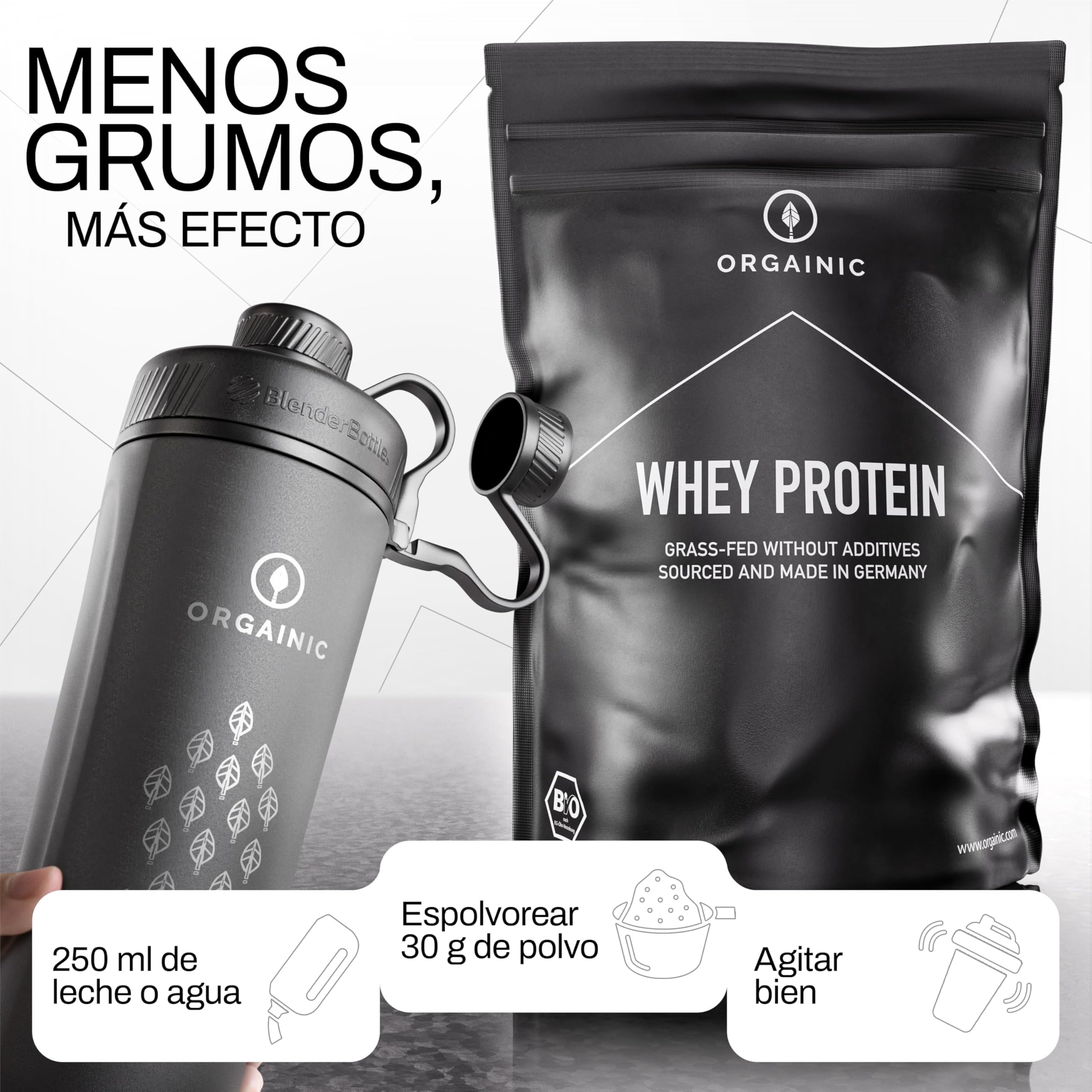 ORGAINIC Proteína de Suero de Leche - Aroma Natural - Con Aminoácidos Esenciales, No Esenciales y BCAA para Ganar y Aumentar Masa Muscular - Procesado en Frío, Sin GMO - Bolsa 1000g, Vainilla