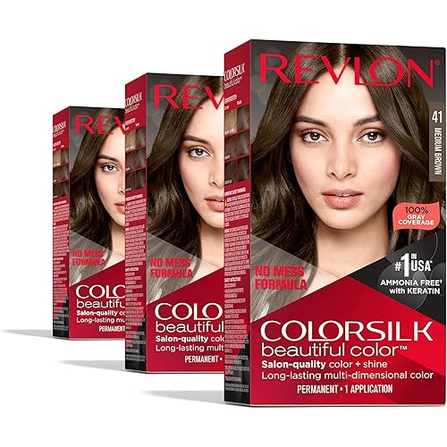 Revlon Colorsilk Beautiful Color Permanent Hair Color, (OLD VERSION) 41 Medium Brown (Pack of 3)