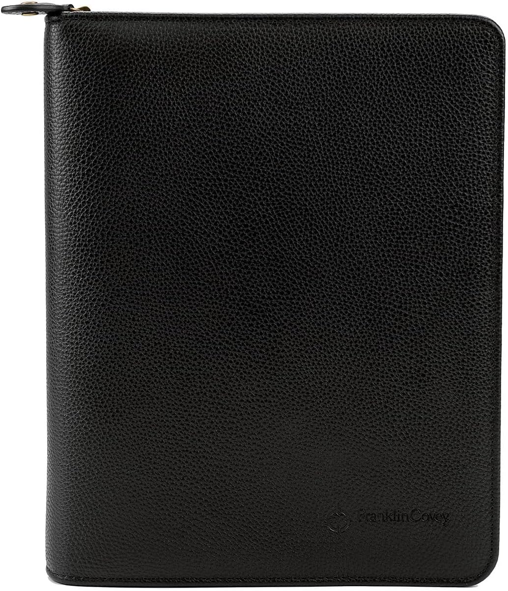 FranklinCovey - Tyler Ring-Bound Binder for FranklinCovey Planners | Leather - Zipper Binder (Classic, Black)