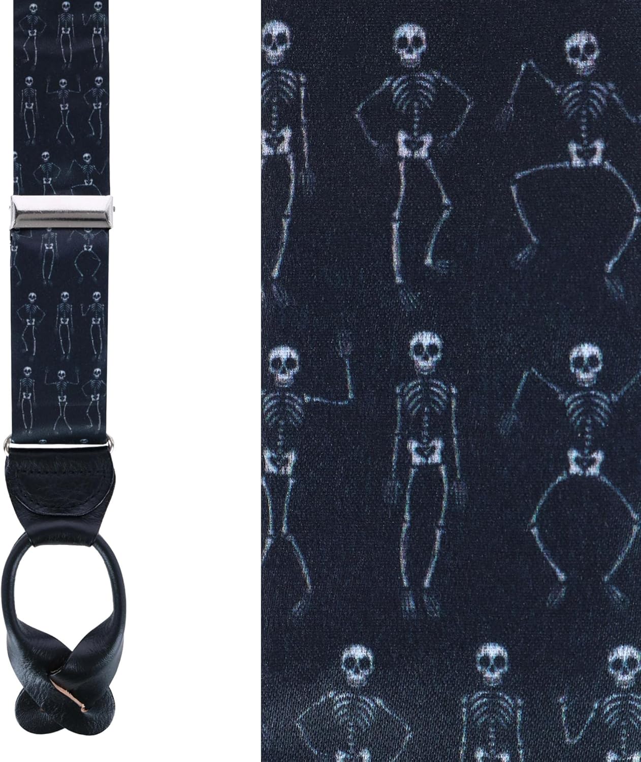 Trafalgar Men's Davy Bones the Dancing Skeleton Silk Button End Braces (Suspenders)