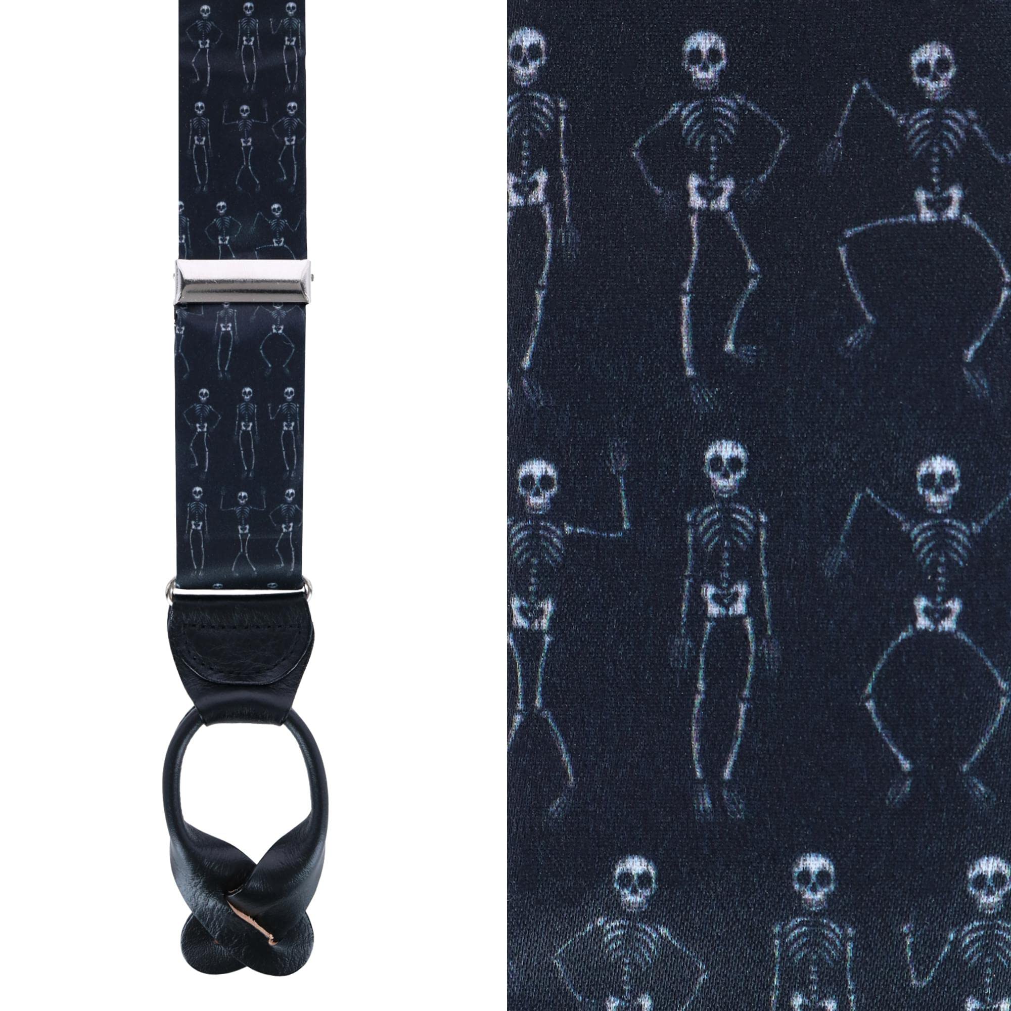 Trafalgar Men's Davy Bones the Dancing Skeleton Silk Button End Braces