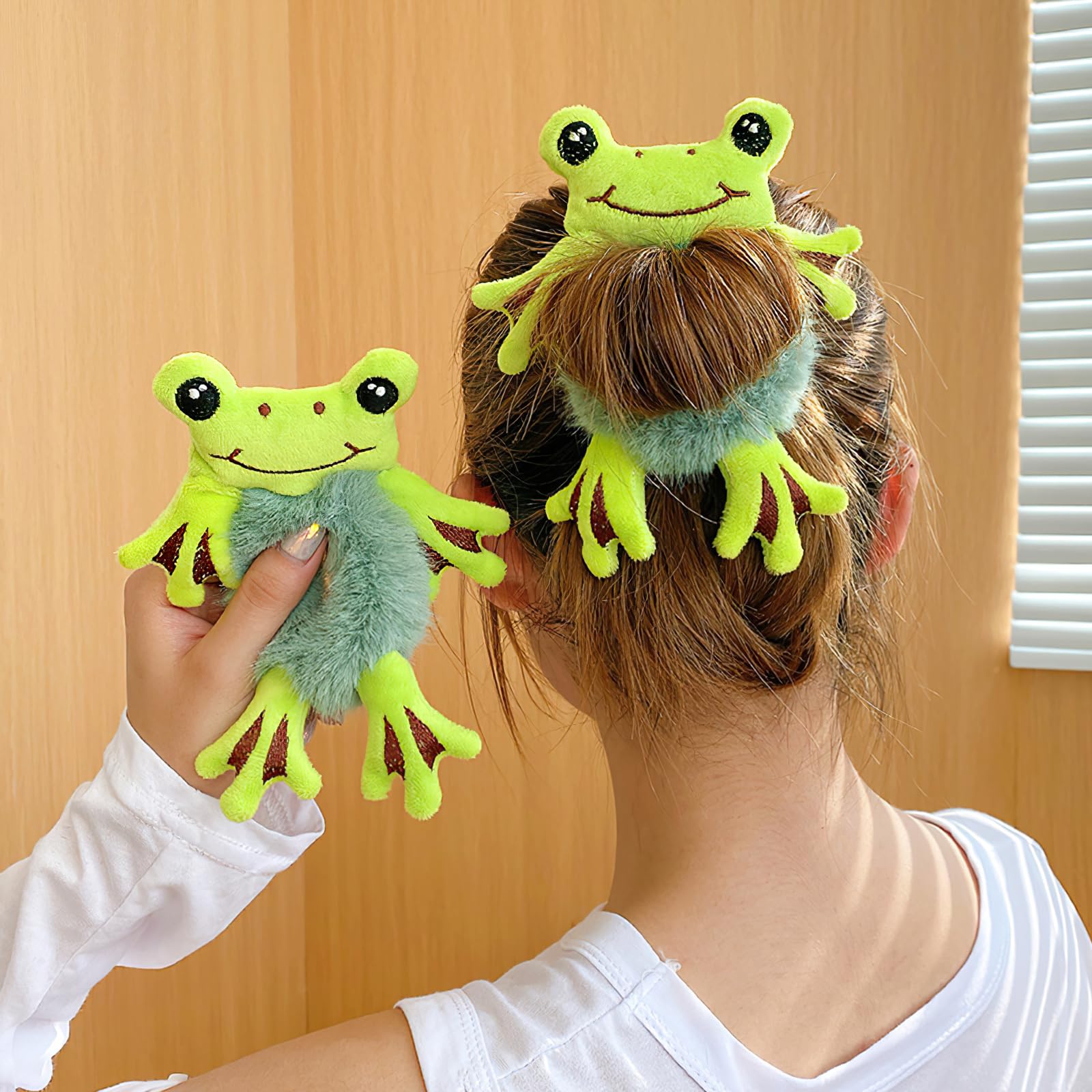 Amazon.com : Plush Hair Tie, Cute Frog Hairband, Plush Hair  display picture 3