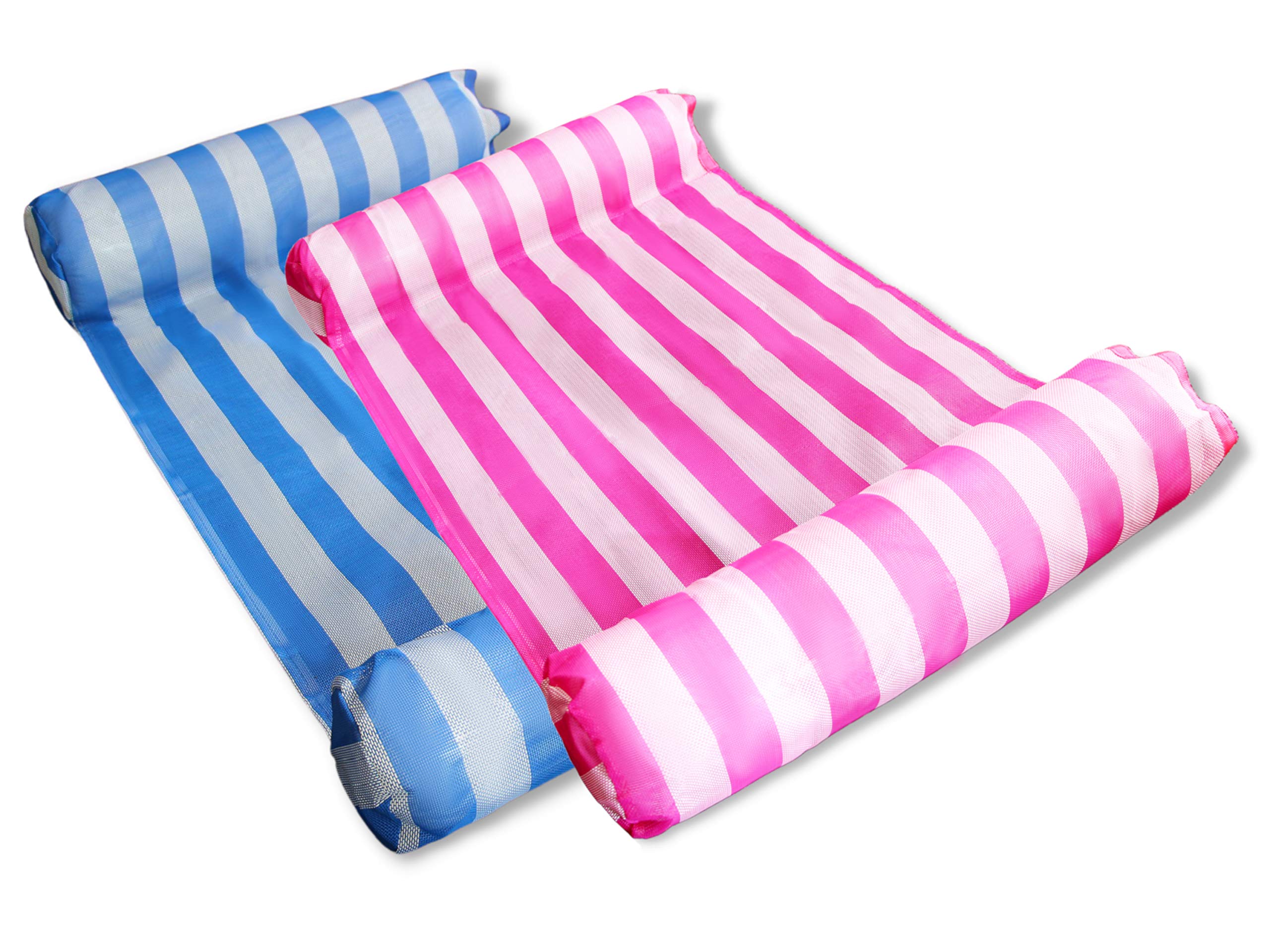 MERMAO 2-Pack 4-in-1 Hammock Inflatable Pool Float, Multi-Purpose Pool Hammock (Saddle, Chair, Hammock, Drifter)Pool Chair, Portable Water Hammock, Float for Adults, Fun for River,Lake,Beach(Blue/Red)