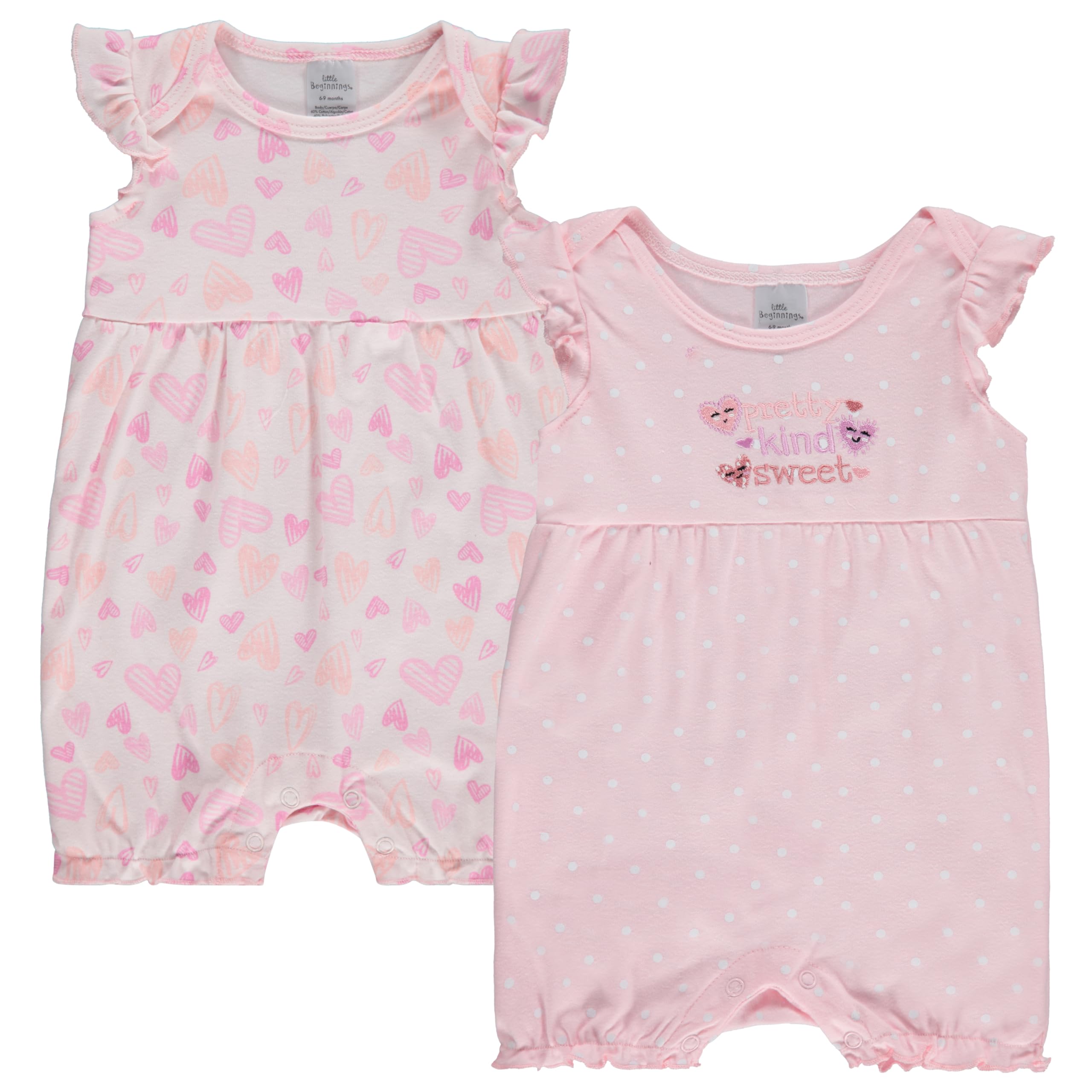Cudlie 2-Pack Baby Girl Rompers – Soft Cotton, Everyday Comfort