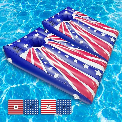Fisca Juego de Cornhole inflable para piscina, juguete flotante para lanzar bolsas de frijol, juguetes de fiesta de verano para niños, adolescentes,