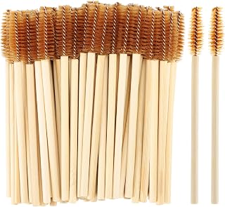 Tbestmax 100 Pack Brown Bamboo Disposable Mascara Wands Spoolies - Eyelash Extension Brushes for Lashes & Eyebrows