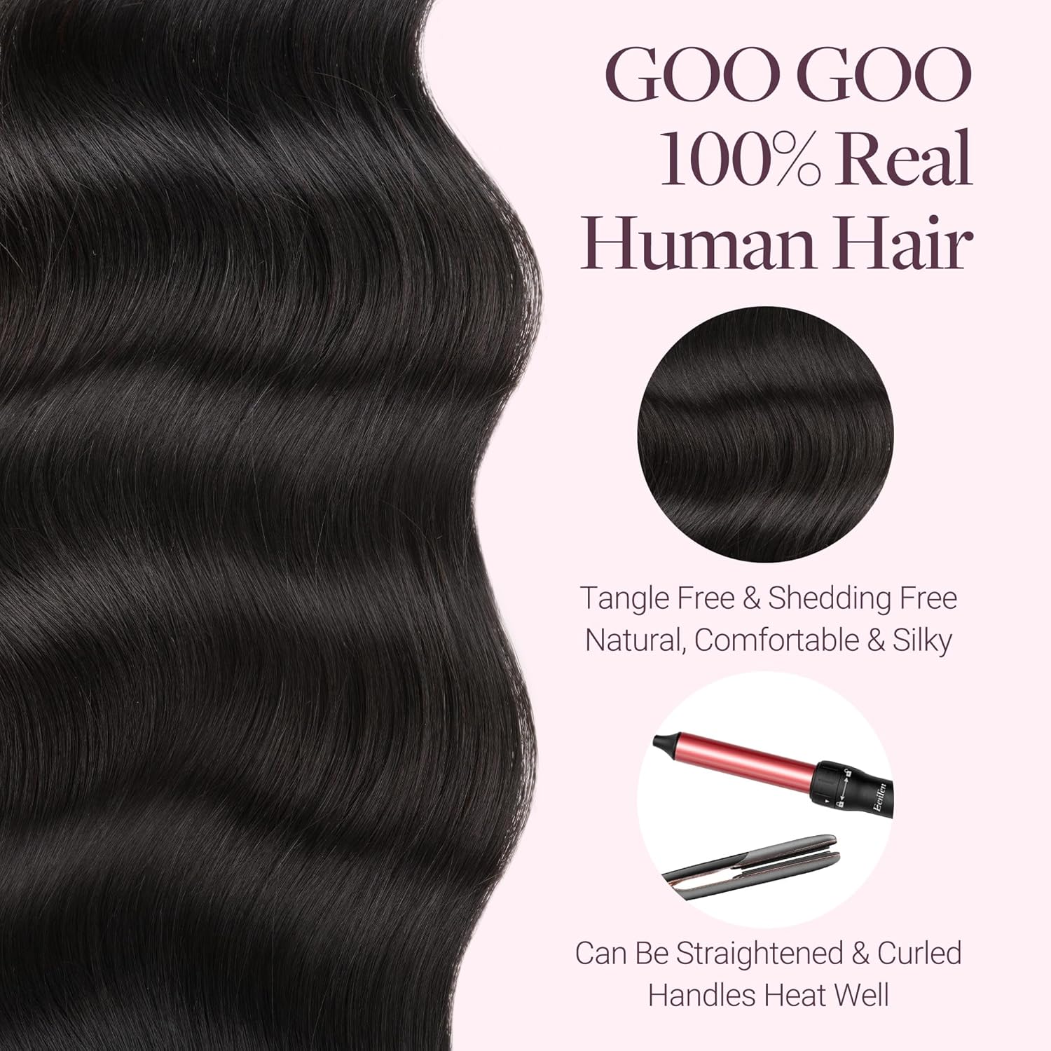GOOGOO Micro Beaded Weft Hair Extensions Human Hair, Easy Installation Customizable with Pre-attached Beads Natural Volume for Women Daily, 1B Natural black 14 Inch 80g