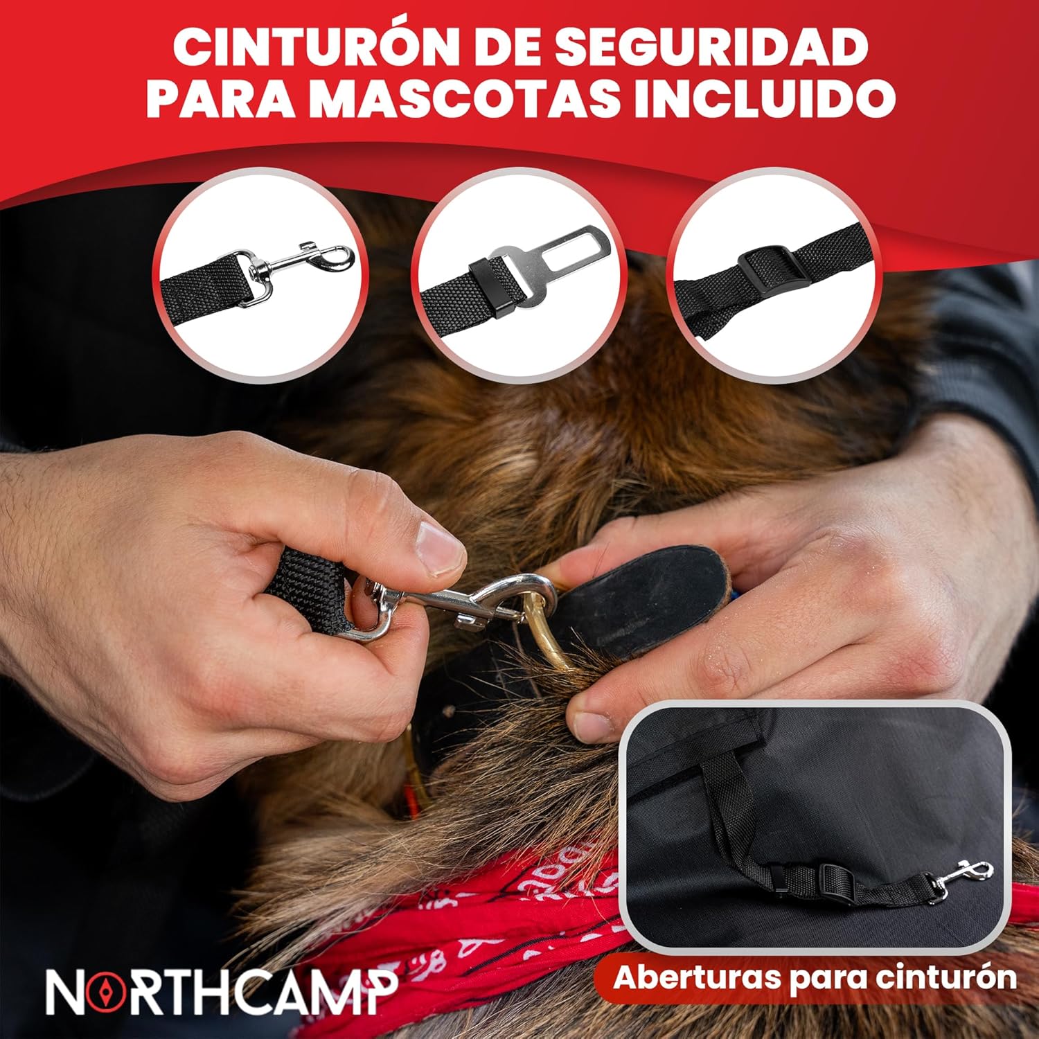 Funda para coche impermeable y resistente que incluye cinturón de seguridad para perros – Protector universal para perros en el asiento trasero que también se puede utilizar como maletero. 7