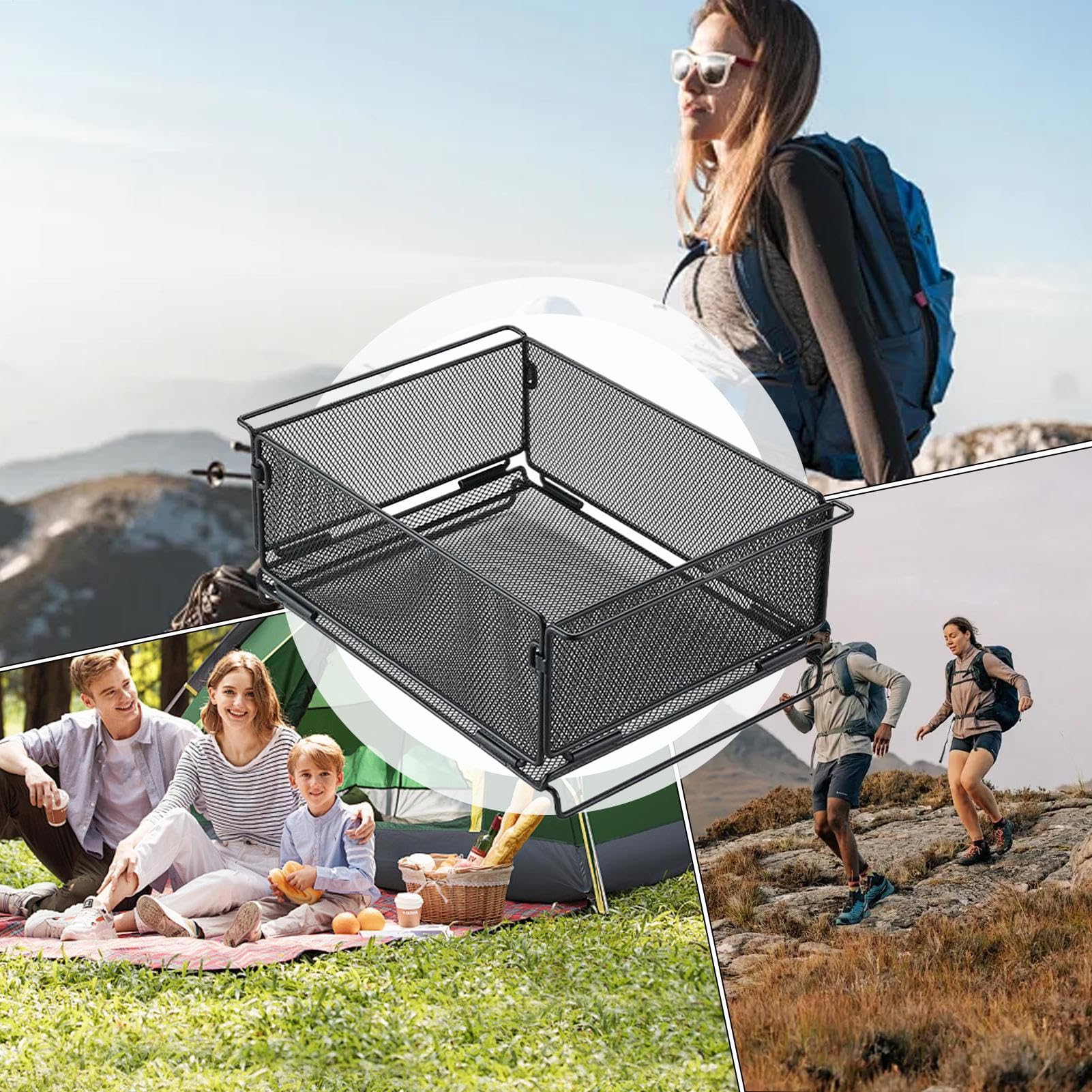 Cestino in Rete Contenitori Metallici Pieghevoli Resistenti | Cucina e Casa per Congelatore Campeggio Giardinaggio