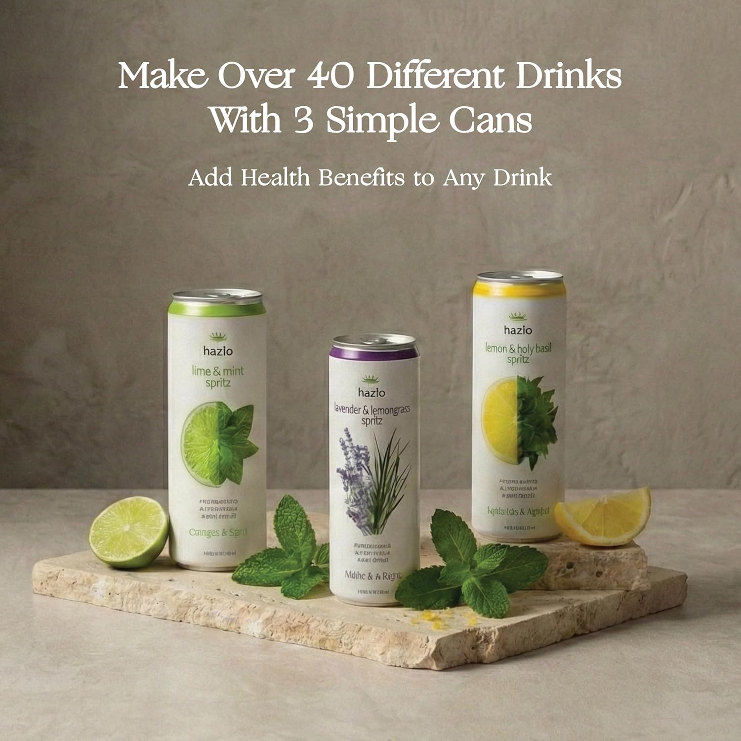 Hazlo Spritz (Lime & Mint) - Zero Proof Spritz Cocktail Mixer, Craft Mocktails with Adaptogens, Nootropics - Functional Seltzer, Calming Non Alcoholic Drinks, Alcohol Alternatives for Mood, 12 Count