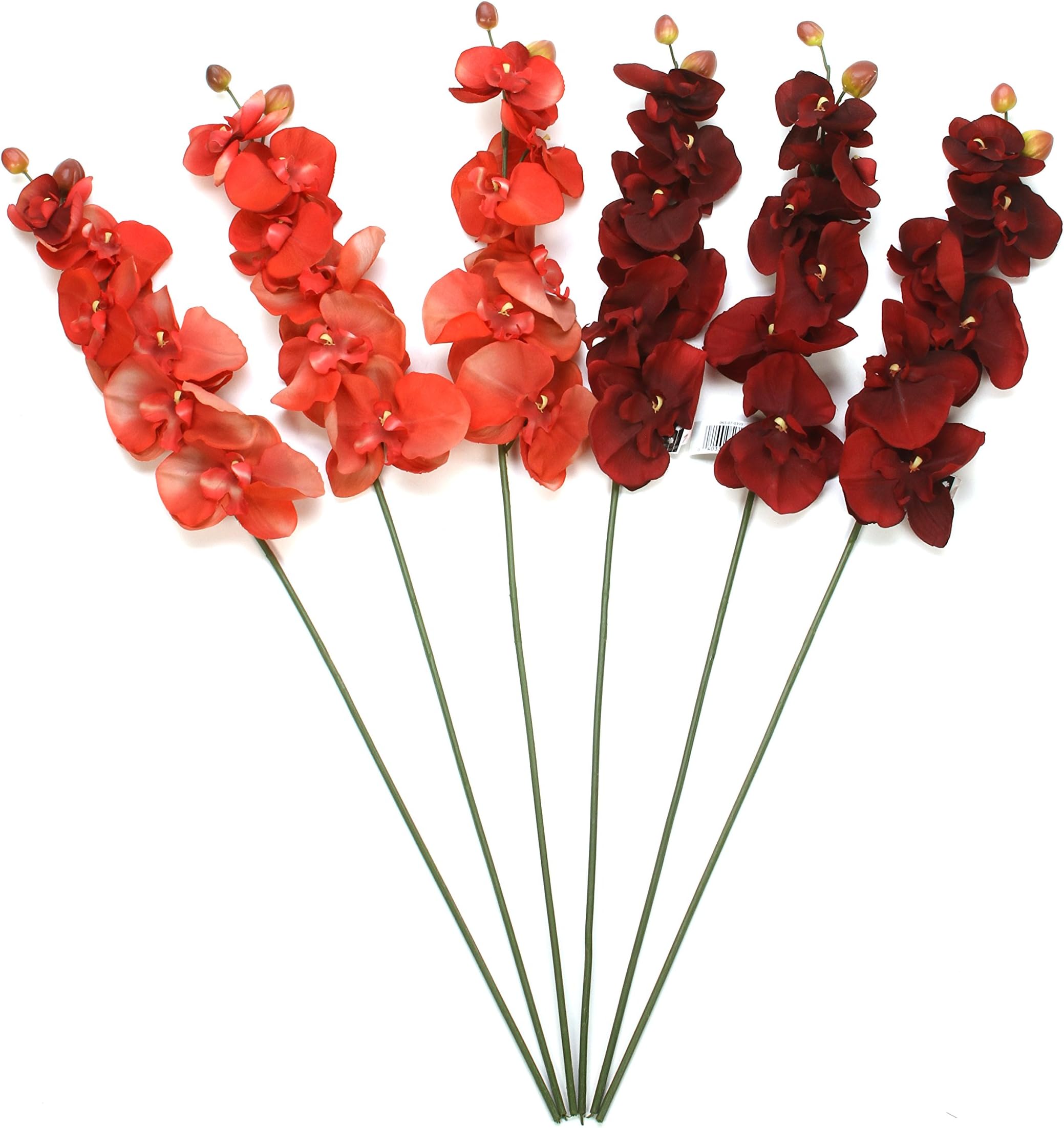 Hosley Set of 6 Floral Stem Orchid Phalaenopsis Salmon - Artificial Flowers for Outdoors and Home Decor - Flores Artificiales para Decoracion, Ideal for Vases, Weddings, Spa, Parties