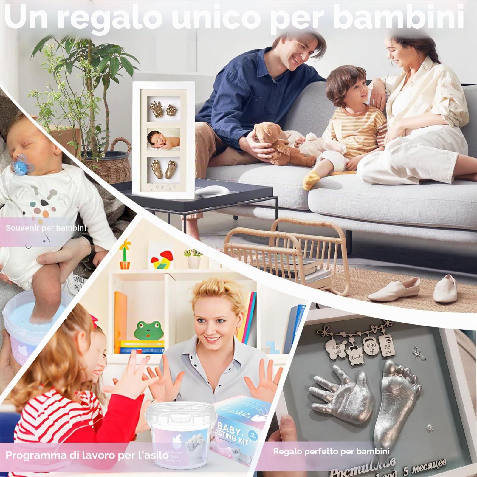Kit Calco Mani e Piedi in 3D per Neonato, Taricor Kit per Stampi di Impronte del Bambino, Set Regalo in 3D, Ricordi, Souvenir, per Bambini o Neonati, Regali per il Baby Shower