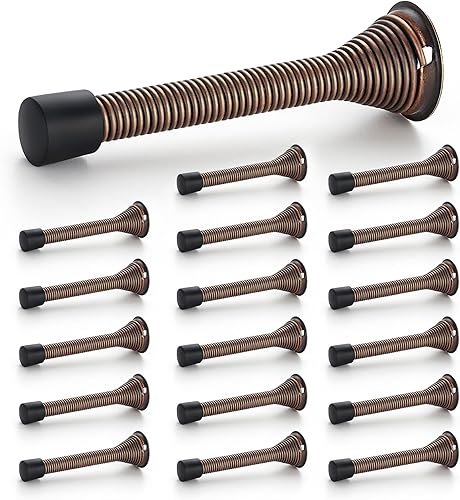 Miniatura 24 de Ravinte Topes de Puerta, Paquete de 12 Topes de Puerta de Resorte Negros con Amortiguador de Goma, Topes de Puerta para la Parte Inferior