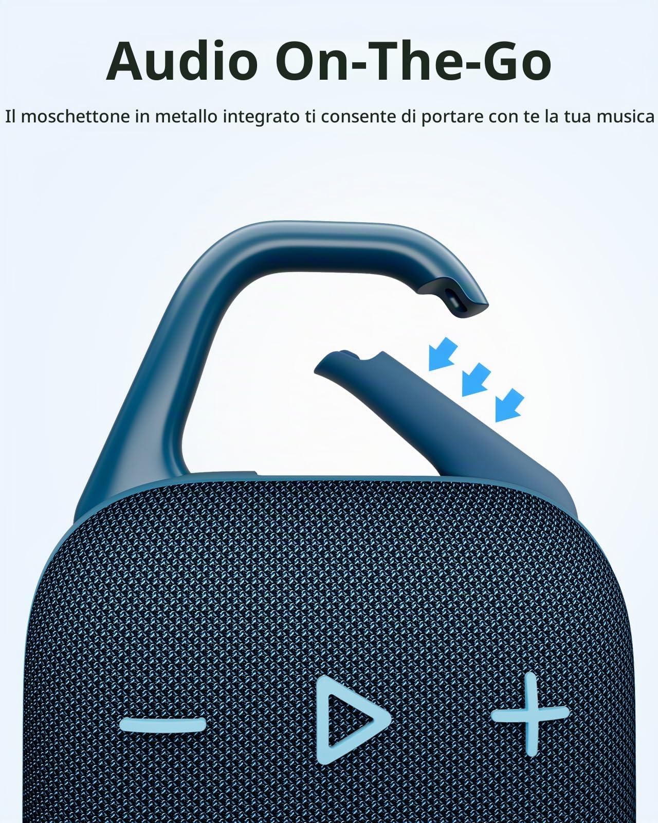Tronsmart Mirtune H1 5.3 Altoparlante Bluetooth portatile, resistente all'acqua IPX7, 20 ore di riproduzione, volume elevato, bassi potenti, EQ personalizzato, ciclismo, escursionismo, viaggi - Blu