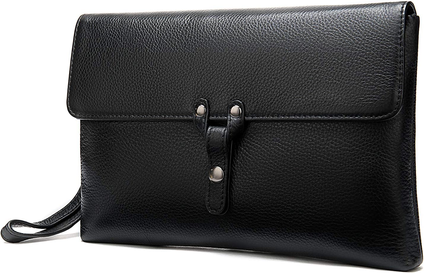 NIUCUNZH Mens Clutch Large Wallet, Phone Cards Cash Holder, Leather Clutch Bag for Men with Hand Wristlet